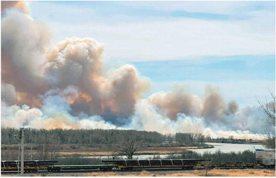 Multi-County Fire Jumps  River Near Brockton