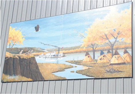 Johnson’s Mural Provides Great Welcome  At Wolf Point Elks Event Center