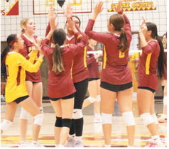 Indians Fight Off Lady Wolves In Four Sets